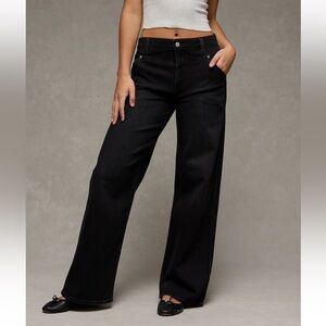 NWT AE Dreamy Drape Stretch Super High Waisted Baggy Wide Leg Jeans
